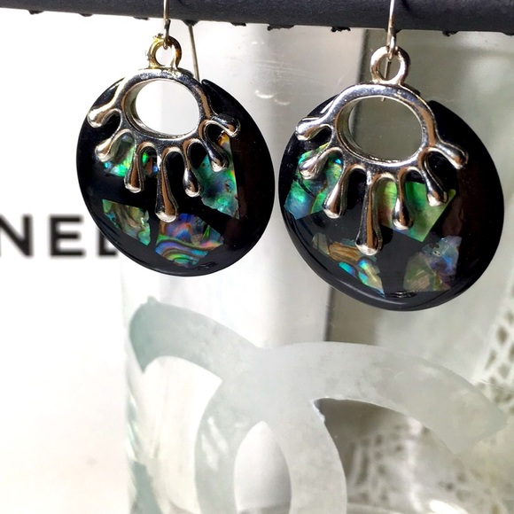 🖤abalone💕 epoxy finish earrings - Picture 1 of 5